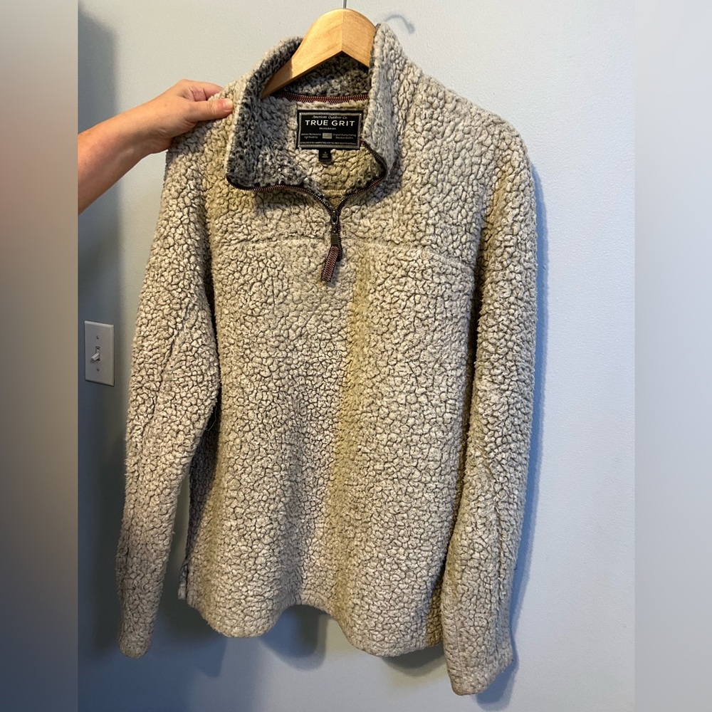 True Grit Original Frosty Tipped Pullover Jacket - fuzzy quarter zip